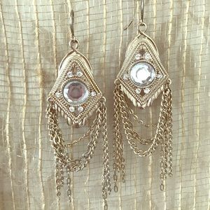 ✨Gold & Rhinestone Dangle Earrings ✨